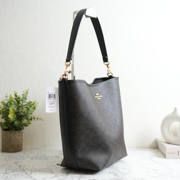 NWT Coach CT802 City Large Bucket Bag In Signature Canvas Gold/Walnut/Black - Picture 3 of 9